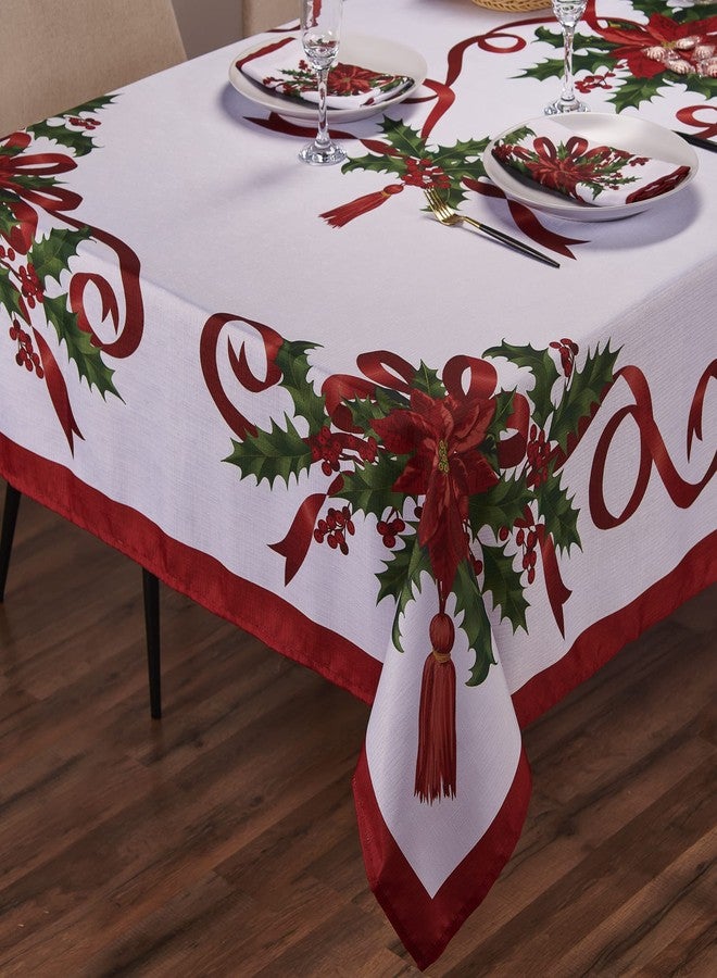Kadut Christmas Ribbon Tablecloth (60 x 102 Inch) for 6 Foot Rectangle Tables, Heavy Duty Fabric, Stain Proof Xmas Ribbon Table Cloth for Harvest, Holiday, and Fall, & Christmas Dinner. - Image 3